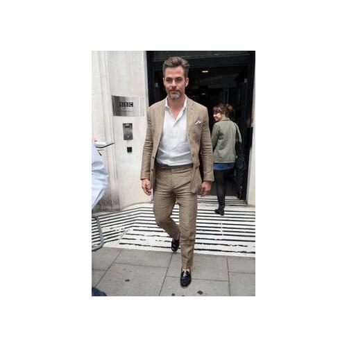 Latest Coat Pant Designs Brown Linen Casual Beach Men Suit Slim Fit Suits Summer Tuxedo Custom 2 Piece Blazer Terno Masculino Hj