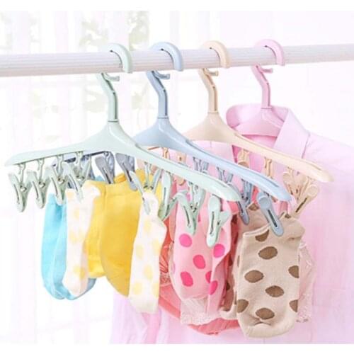 Plastic Portable Bathrooms Cloth Hanger Rack with Detachable clips Clothespin Clothes Hangers Socks Underwear drying Clips