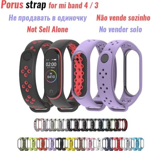 Porus Strap For Xiaomi Mi Band 4 / 3 Miband-3/4 Multi-Color Optional Sport Ribbon Texture Easy Light Soft Comfy Firmly Lock