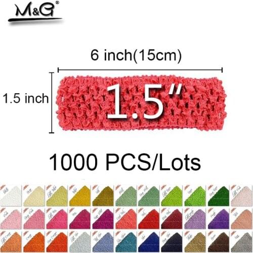 1000PCS/LOT 1.5inch*15CM Knit Elastic Hair Accessories TuTu Tops crochet Raw Material Wholesale Girl Baby Waffle Headband