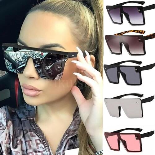 Luxury Sunglasses Women 2019 Oversized Transparent Sunglasses New Designer Men Vintage Flat Top Eyewear UV400 Gafas de sol