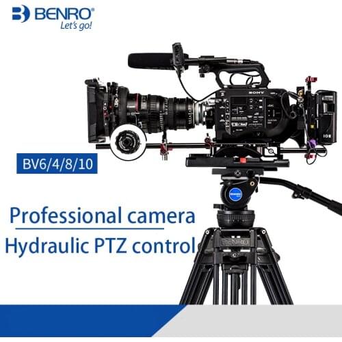 Benro BV6/BV4/BV8/BV10 Series Camera Tripod Adjustable Damping Hydraulic PTZ Photography Professional Film broadcasting Tripod