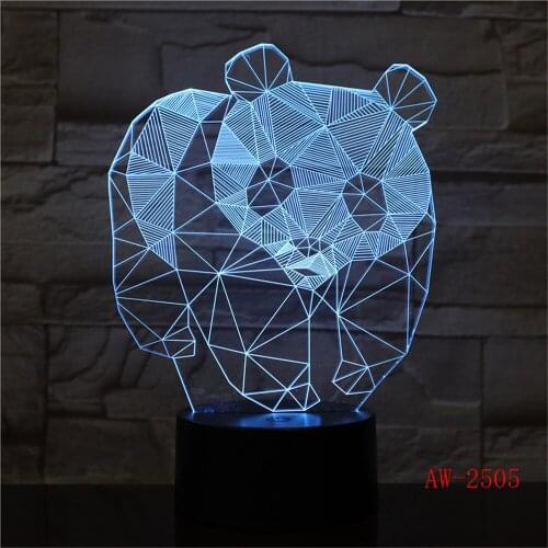 Cute Panda 3D Night Light Creative Electric Illusion 3d Lamp LED 7 Color Changing USB touch Desk Lamp For Kids Gift AW-2505