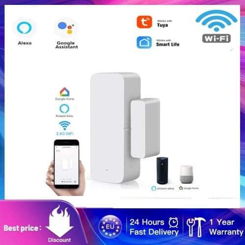 Tuya Smart Wifi Door Magnetic Alarm Detector Smart Life APP Remote Control Home Security Sensor Work With Alexa Google Home