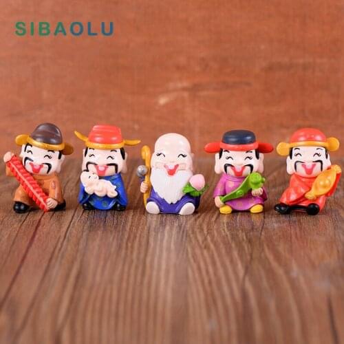 Chinese God of Wealth figurine Decor Mini Fairy Garden cartoon character figure statue Model anima Resin DIY craft ornaments