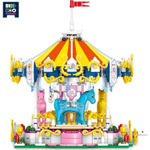 UKBOO Outdoor Playground The merry-go-round Mini City Game Model Building Blocks Micro Street View Architecture Bricks kid Toys