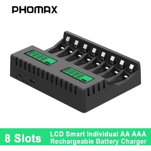 PHOMAX 1.2V AA/AAA Ni-MH/Ni-Cd Battery Dedicated Fast Charger With LCD Smart Display USB Multifunction Universal Battery Charger
