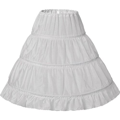 New white petticoat for girls jupon crinoline Cancan slip mariage 3 hoops wedding accessories underskirt petticoat kids