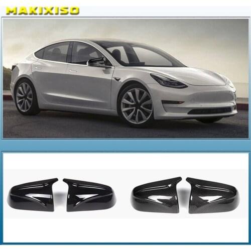 Replacement Trim 2p High Quality Carbon Fiber Pattern for Tesla Model 3 Model3 Tesla M3 2017-21 Rearview Mirror Cover