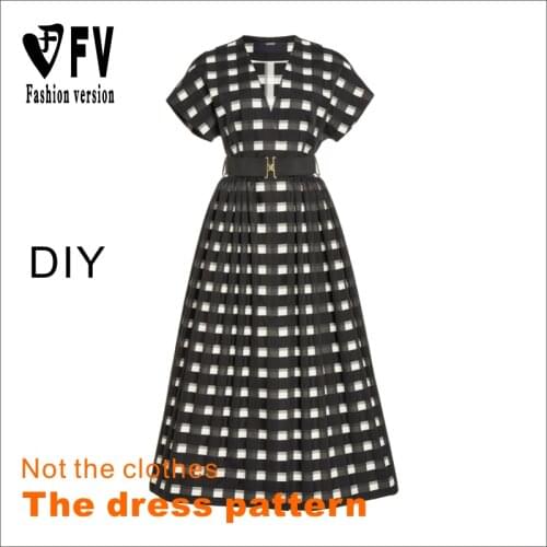 Cutting drawing womens V-neck split dress garment design drawing 1:1 physical pattern BLQ-574