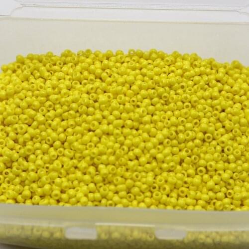 10000 Glass Opaque Seed Beads 1.5mm (15/0) Yellow + Storage Box