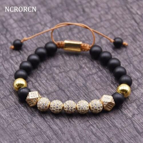 2019popular 8mm 4 colors matte black beads Bracelets For Men&Women braiding Bracelet Jewelry Pulsera zapestnica ranneketta