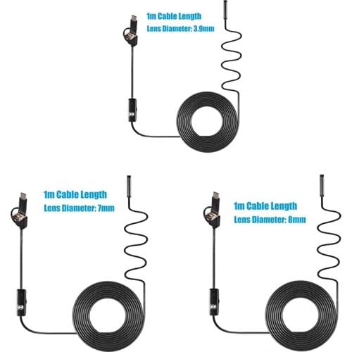 3-In-1 Industrial Endoscope Borescope Inspection Camera Built-in 6 LEDs IP67 Waterproof USB Type-C Endoscope for Android Smartph