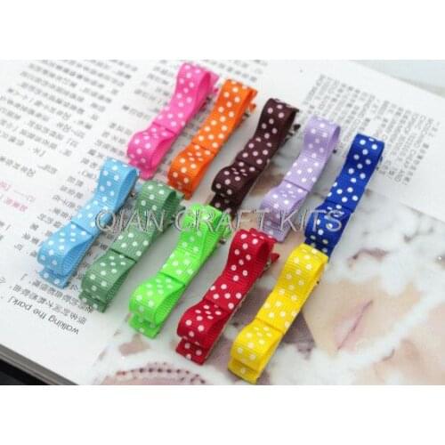 40pcs Dots Hair Clips Baby Hair Clips Kids clips multi color mixed 50mm polka dots grosgrain ribbon with gift bag