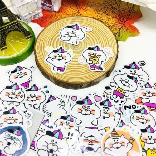 40 PCS Cute little white cat Sticker Anime Icon Stickers Gifts for Children to Laptop Suitcase Guitar Fridge Bicycle Car toy