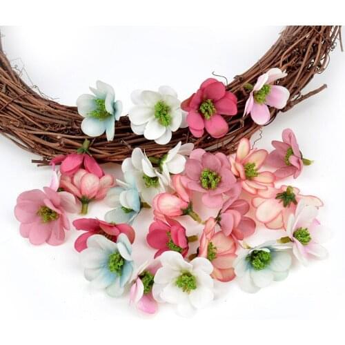 5pcs Handmade Flower Heads Plum Blossom Cherry Wedding Home Decoration Christmas Party DIY Wreath Scrapbooking Craft Fake