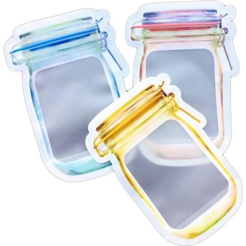 50Pcs Portable Mason Jar Bags Reusable Seal Food Saver Storage Bags Organizer Candy Cookies Snack Zipper Closure Bags