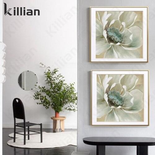 Abstract Canvas Painting Modern Big White Flower Printing Poster Living Room Fashion Wall Art Picture Plant Art Poster Decor