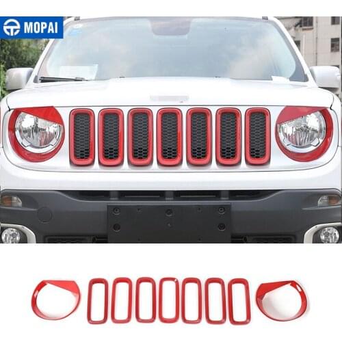 MOPAI Car Stickers for Jeep Renegade 2016-2018 Car Front Head Light Lamp Grille Decoration Cover for Jeep Renegade 2016-2018