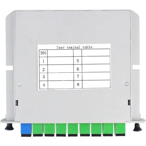 Free Shipping 10pcs SC APC PLC 1X8 Fiber Optic FTTH Splitter Box PLC Splitter Box Insert Sheet Type Optical Coupler Splitter