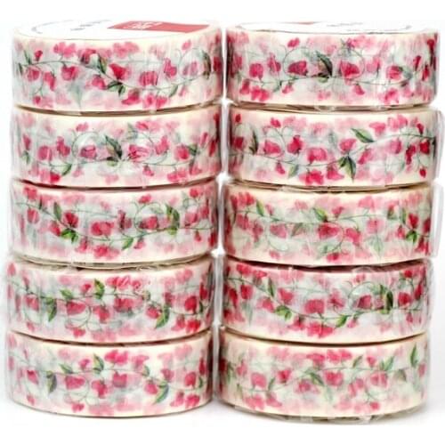 10pcs/Lot Decorative Cute Pink Fujiman Leaf Japanese Paper Washi Tapes Scrapbooking Planner Adhesive Masking Tape Stationery