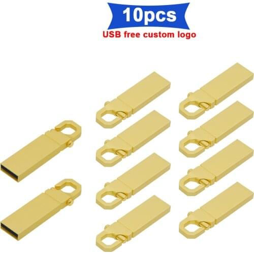 10pcs/lot business Gift USB Flash Drive 32gb usb 2.0 metal Usb pendrive 128gb 64gb 16gb 8gb 4gb flash memory free custom logo