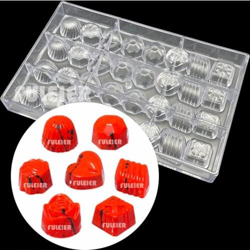 32 Cavity Polycarbonate Chocolate Mold Love Shape Mousse Cake Mould Form Tray Baking Sweets Pastry Confectionery Tools