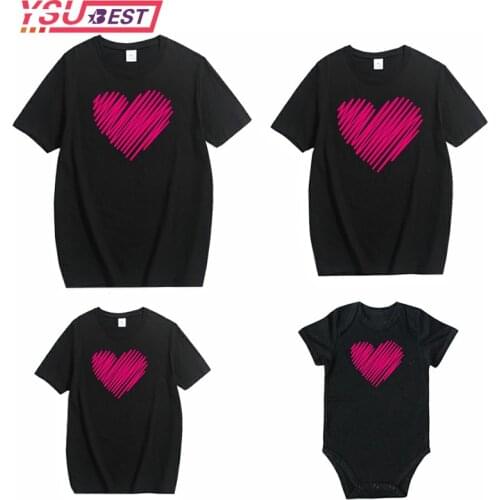 Summer Family Matching Father Son Boys Kids T Shirts Love Print Family Matching Outfits Letter Family Look Matching Clothes Tops