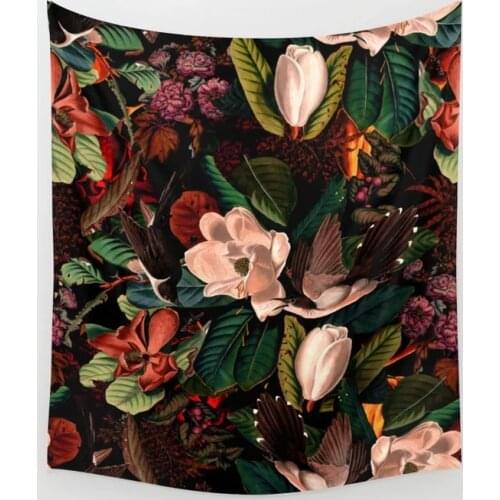 Floral and Birds Tapestry Flowers Wall Hanging Tapestries Dorm Wall Art Home Decor Traveling Camping Beach Towel Yoga Mat