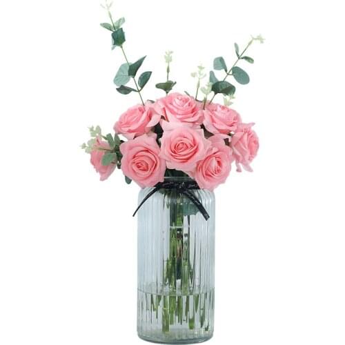 Artificial Rose Valentines Day Wedding Decoration bridal bouquet High Quality Fake Flower Curl Rose Bedroom Decoration