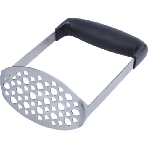 NHBR Stainless Steel Potato Masher with Broad and Ergonomic Horizontal Handle Fine grid Mashing Plate for Smooth Mashed