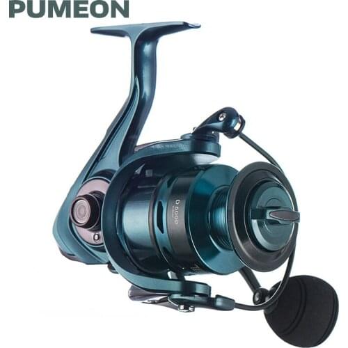 PUMEON Fishing Reel Gear Ratio 5.5:1 Max Drag 15.5KG 5+1BB Metal Spool Spinning Reel Freshwater Saltwater Left/Right HandWheels