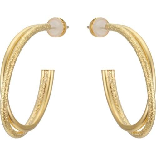 KIVN Earings Fashion Jewelry Female Gold Round Circle Hoop Earrings Wedding Bridal Earrings for Women Girls Birthday Gifts