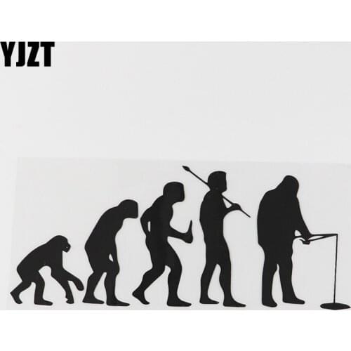 YJZT 18.3CMX7.6CM Creative Ice Fishing Evolution Decal Vinyl Car Sticker Black/Silver 8A-0594