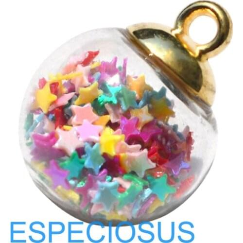 5pcs Jewelry Finds Magic Ball Transparent Glass Beads 16MM Mix Color Transparent Pendant Pentagram Round Beads Earring Accessory