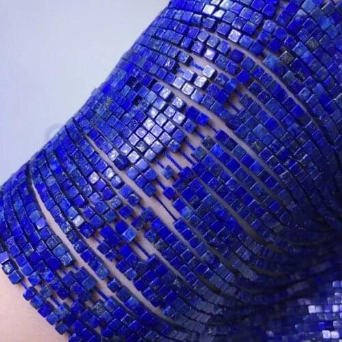 Lapis/rhodochrosite/turquoise/green jade square 2mm for DIY jewelry making FPPJ wholesale loose beads nature gem stone