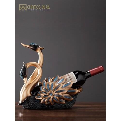Swan wine rack decoration, home creative living room wine rack, European-style crafts, wine cabinet decorations