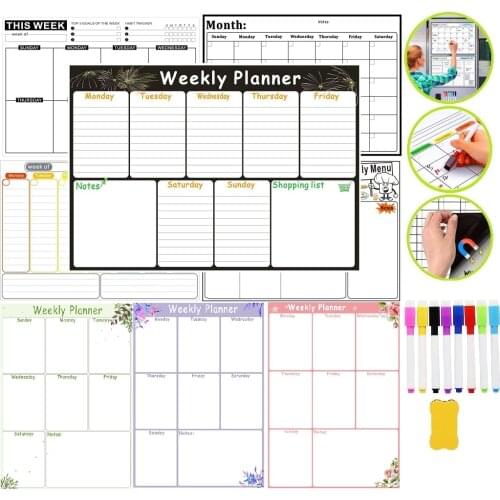 Magnetic Calendar Whiteboard for Fridge Monthly Calendar Board Weekly Planner Organizer Daily Plan Fridge magnets Message Board