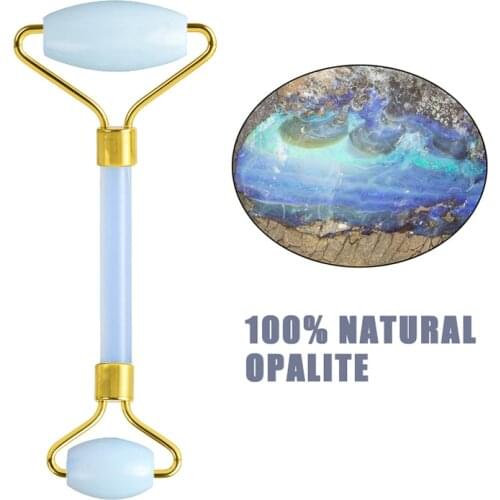 Natural Opal Facial Massage Crystal Stone Face Thin Massager Double Head Jade Roller Slimming Wrinkle Removal Beauty Care Tool