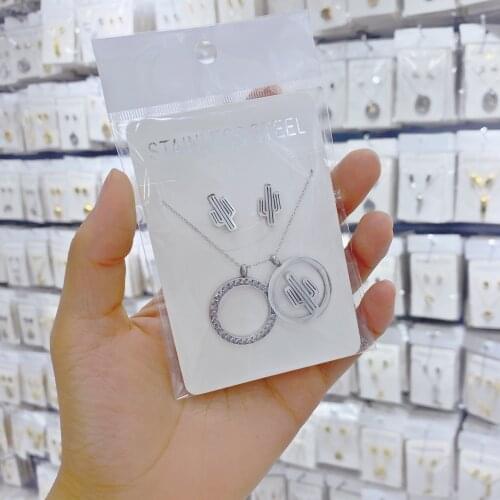 Cute Cactus Pendant Necklaces For Women and Girls Stainless Steel Plant Necklace Sweater Chain Statement Jewelry Gift