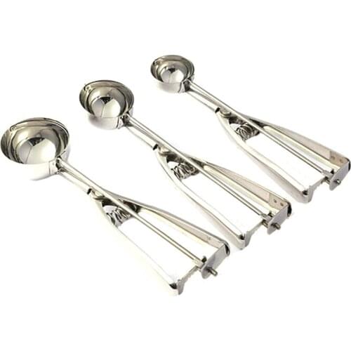 Cookie Scoops 3 pcs Set Ice Cream Scoop with Trigger Stainless Steel Cupcake Scoop for Baking Melon Ball Cupcakes