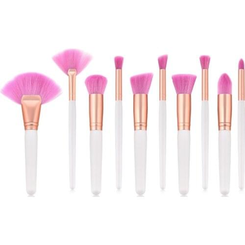 Very Soft Pink Hair Powder Makeup Brushes Set Pearl White Handle Big Fan Brush for Highlighter Pro Wood Makeup Brush Kit