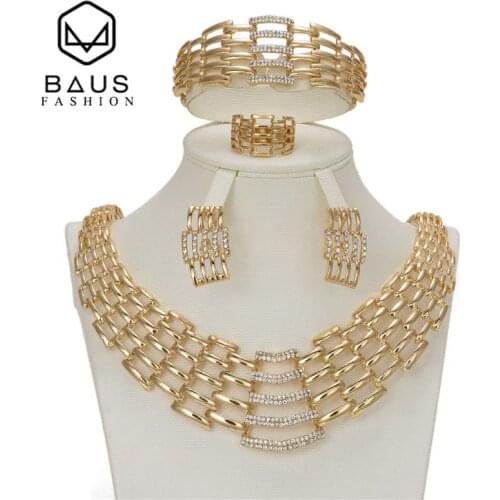 BAUS fashion Vintage hollow African Jewelry Set Gold Color Choker Turkish Ethiopian Bridal For Women Dubai Wedding Jewelry Set