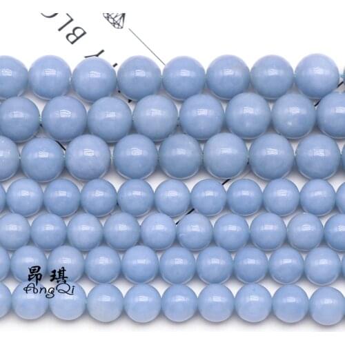 Free Shipping Natural Genuine Blue Angelite Anhydrite Celestite Round Loose Stone Beads 6 8 10mm For Jewerly Making Bracelet15