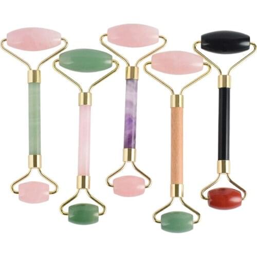 Mixed Jade Facial Roller Massage Natural Crystal Stone Body Back Massager Anti Wrinkle Cellulite Face Lift Skin Health Care Tool