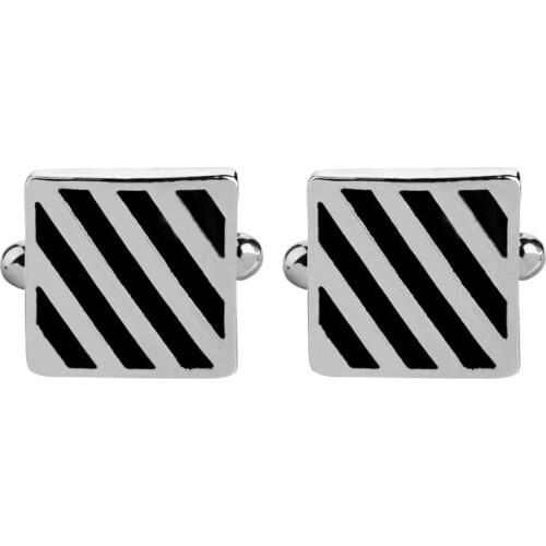 New Simple Style Black Rectangle Cufflinks Mens Shirt Cuff Button Christmas Gifts for Men Silver Plated Cuff link gemelos