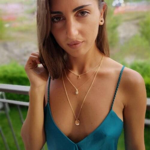 New Fashion Bohemian Long Multi Layer Necklaces for Women Girl Gold Sliver Color Crystal Moon Choker Necklace Statement Jewelry