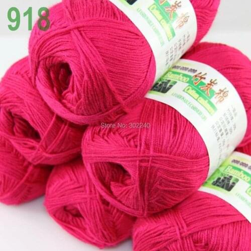 Lot of 6 Skeins Super Soft Natural Bamboo Cotton Knitting Yarn Berry Pink #918