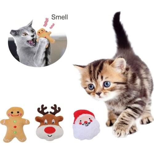 Pet Cat Plush Christmas Doll Squeaky Bone Toys Bite-Resistant Clean Dog Chew Puppy Training Toy Snata Elk Gingerbread Man Dolls