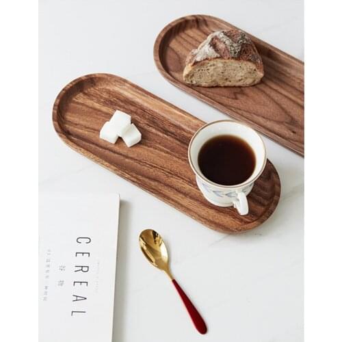 Japan Style Cherry Solid Wood Tray Anti-skid Insulation Tea Coaster Fruits Plates Desserts Plates